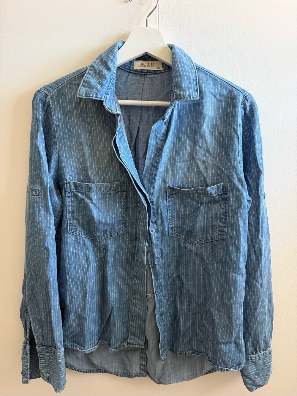 Bella Dahl Chambray-Striped Shirt, XS